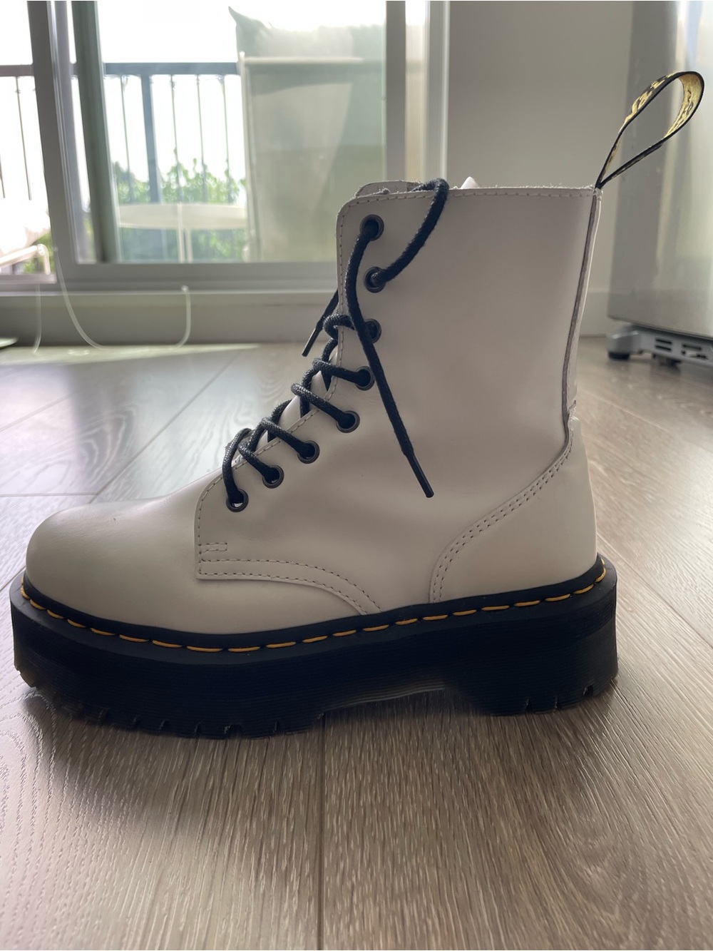 Dr. Martens White Leather Jadon Platform Lace-Up Boot - Picture 2 of 9